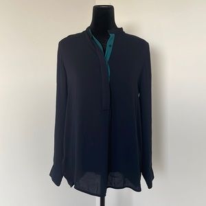 NWOT Ava Navy Blue Long Sleeve Blouse Size XS